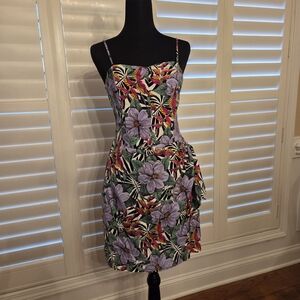 Floral Spaghetti-Strap Mini Dress in Purple & Multi